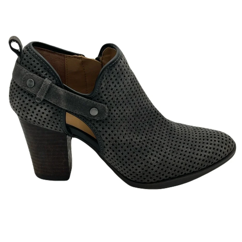 Franco Sarto Dale Womens Suede Ankle‎ Booties Size 8.5M Zip Gray Western Boho